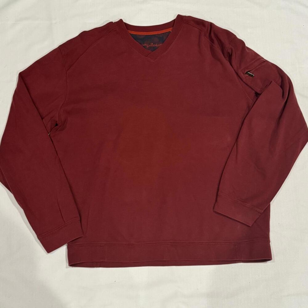 Tommy Bahama 100% Pima Cotton Sweater Mens Red Coastal Resort Long Sleeve - Picture 1 of 2